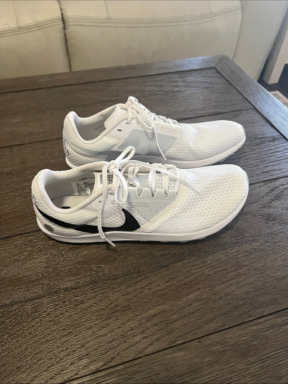 Nike Womens White Sneakers with Black Swoosh size 8